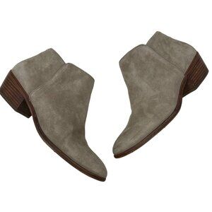 Sam Edelman Petty Ankle Boot Size 8.5 Tan Suede Leather Side Zip Low Heel